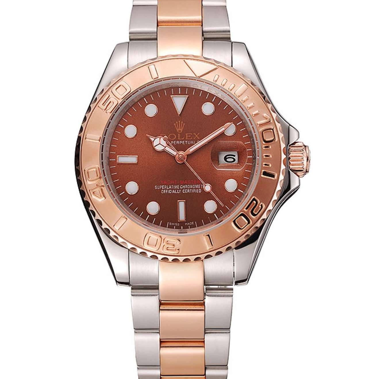 Tone Gold Two Master Rose Steel Dial 1453864 Yacht Bracelet Rolex Stainless 0825